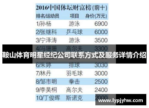 鞍山体育明星经纪公司联系方式及服务详情介绍